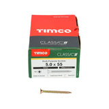 This is an image of Timco - Classic Multi-Purpose Screws - PZ - Double Countersunk - Yellow 5.0 x 55mm - (200 PCS Box) 50055CLAF
