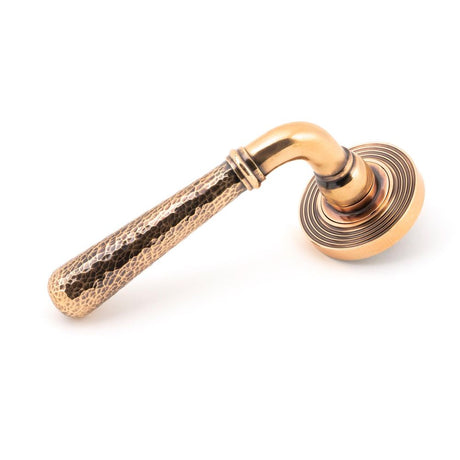 From The Anvil - Polished Bronze Hammered Newbury Lever on Rose Set (Beehive) - Unsprung | Sku. 50055 | Trade Door Handles.