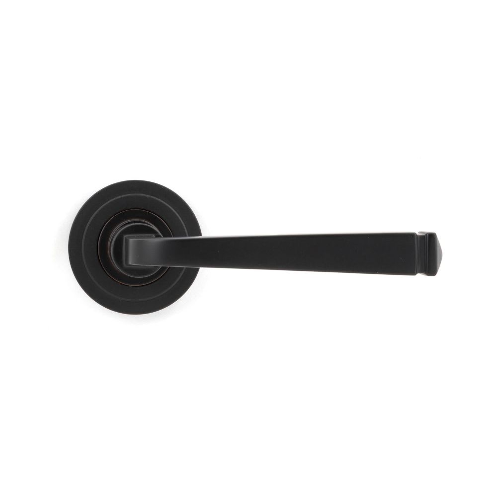From The Anvil - Aged Bronze Avon Round Lever on Rose Set (Art Deco) - Unsprung | Sku. 50058 | Trade Door Handles.