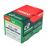 This is an image of Timco - C2 Strong-Fix Screws - PZ - Double Countersunk - Twin-Cut - Yellow 5.0 x 60mm - (200 PCS Box) 50060C2