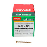 This is an image of Timco - C2 Strong-Fix Screws - PZ - Double Countersunk - Twin-Cut - Yellow 5.0 x 60mm - (200 PCS Box) 50060C2