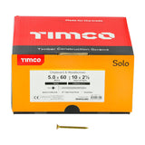 This is an image of Timco - Solo Chipboard & Woodscrews - Industry Pack - PZ - Double Countersunk - Yellow 5.0 x 60mm - (1000 PCS Box) 50060SOLOIND