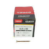 This is an image of Timco - Velocity Premium Multi-Use Screws - PZ - Double Countersunk - Yellow 5.0 x 60mm - (200 PCS Box) 50060VY