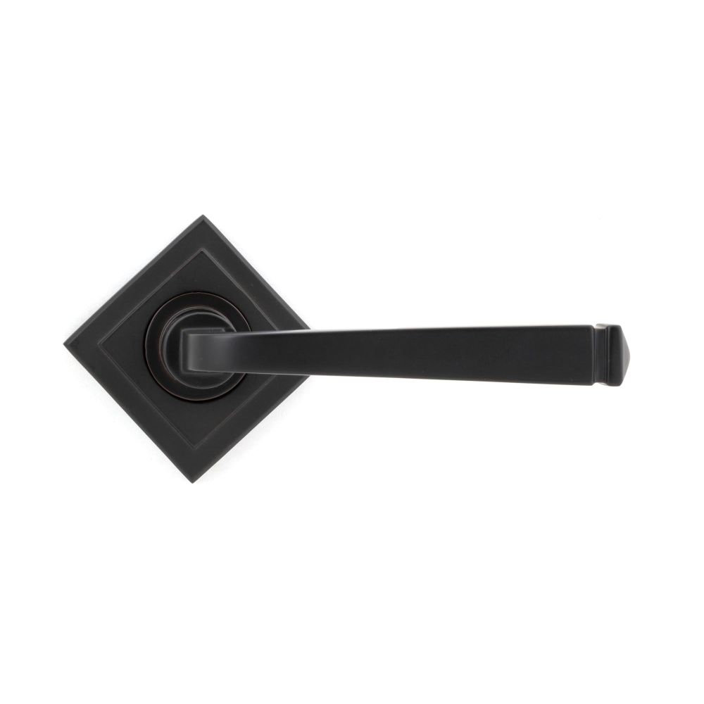 From The Anvil - Aged Bronze Avon Round Lever on Rose Set (Square) - Unsprung | Sku. 50060 | Trade Door Handles.