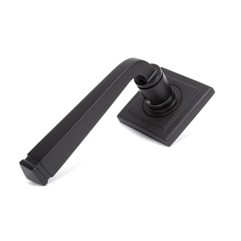 From The Anvil - Aged Bronze Avon Round Lever on Rose Set (Square) - Unsprung | Sku. 50060 | Trade Door Handles.