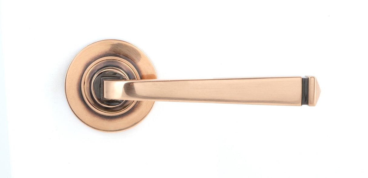 From The Anvil - Polished Bronze Avon Round Lever on Rose Set (Plain) - Unsprung | Sku. 50061 | Trade Door Handles.