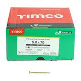 This is an image of Timco - C2 Strong-Fix Screws - PZ - Double Countersunk - Twin-Cut - Yellow 5.0 x 70mm - (1000 PCS Box) 50070C2IND