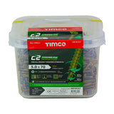 This is an image of Timco - C2 Strong-Fix Screws - PZ - Double Countersunk - Twin-Cut - Yellow 5.0 x 70mm - (1200 PCS Tub) 50070C2LT