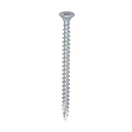 This is an image of Timco - C2 Exterior Strong-Fix Screws - PZ - Double Countersunk with Ribs - Twin-Cut - Silver 5.0 x 70mm - (200 PCS Box) 50070C2SBX