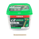 This is an image of Timco - C2 Strong-Fix Screws - PZ - Double Countersunk - Twin-Cut - Yellow 5.0 x 70mm - (375 PCS Tub) 50070C2TUB