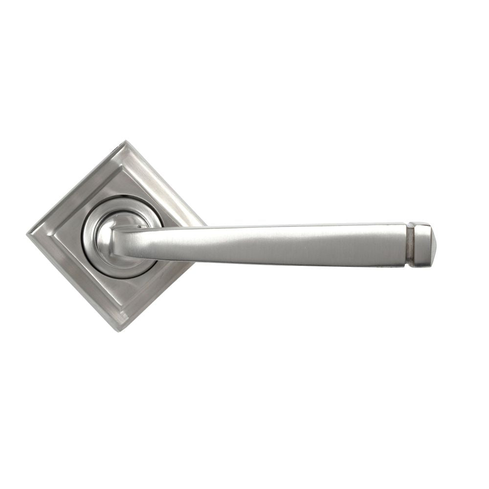 From The Anvil - Satin Marine SS (316) Avon Round Lever on Rose Set (Square) - Unsprung | Sku. 50076 | Trade Door Handles.