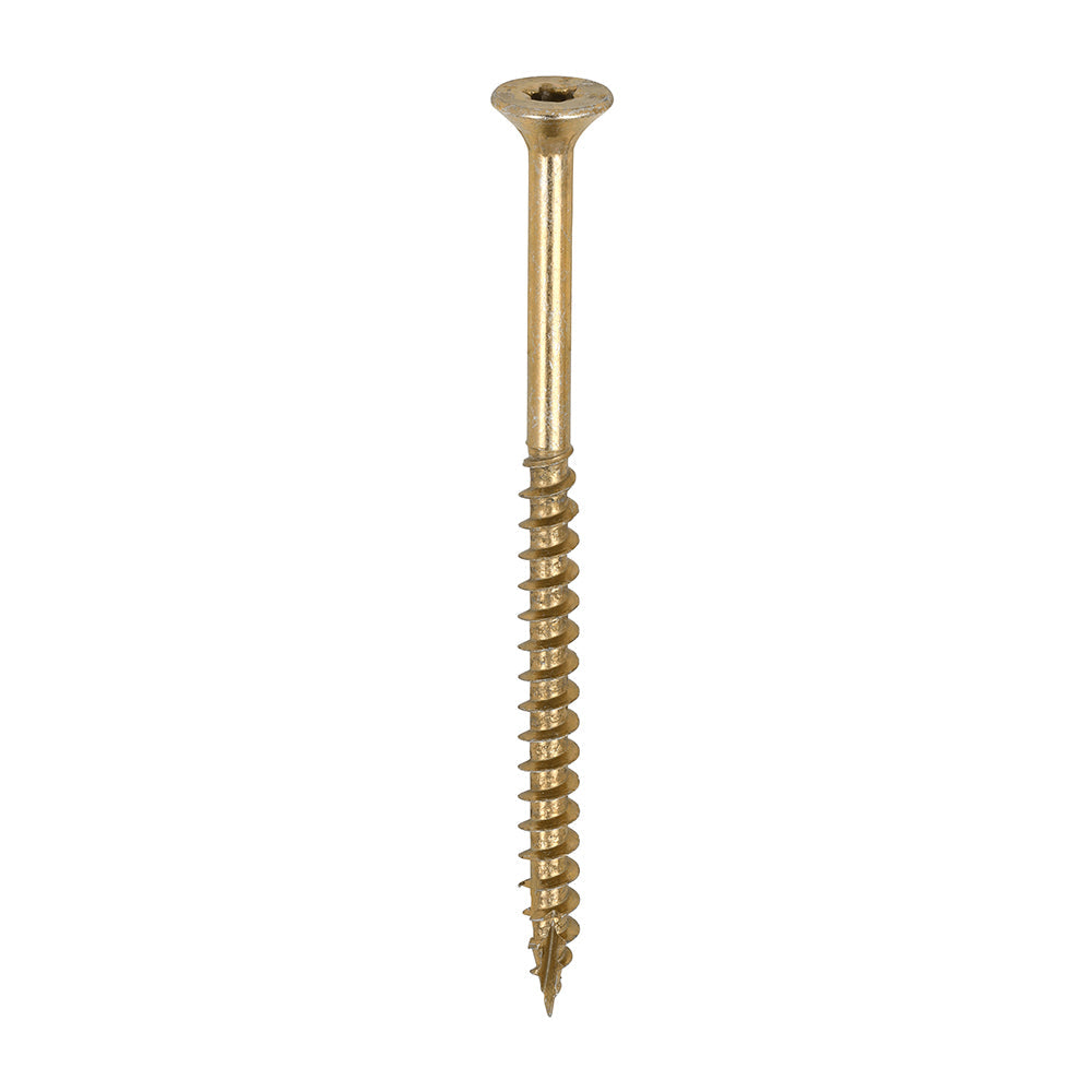 This is an image of Timco - C2 Clamp-Fix Screws - TX - Double Countersunk with Ribs - Twin-Cut - Yellow 5.0 x 80mm - (350 PCS Tub) 50080C2CTUB