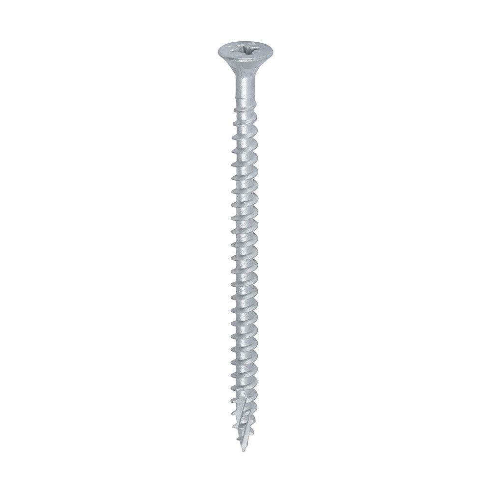 This is an image of Timco - C2 Exterior Strong-Fix Screws - PZ - Double Countersunk with Ribs - Twin-Cut - Silver 5.0 x 80mm - (200 PCS Box) 50080C2SBX