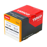 This is an image of Timco - Solo Chipboard & Woodscrews - PZ - Double Countersunk - Yellow 5.0 x 80mm - (200 PCS Box) 50080SOLOC