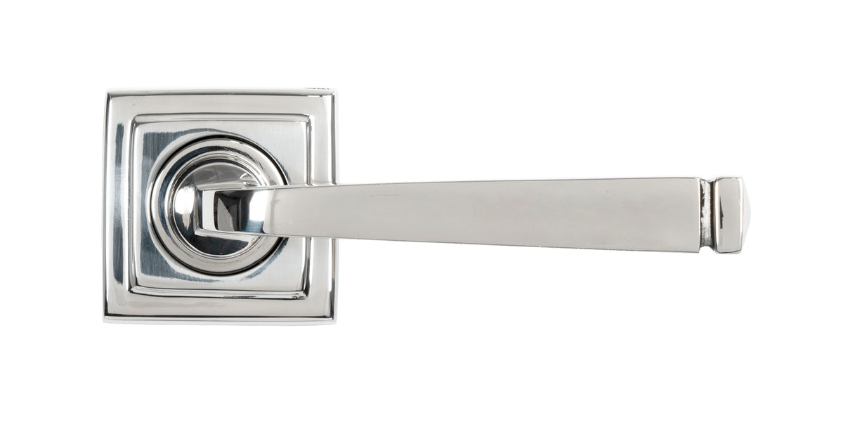 From The Anvil - Polished Marine SS (316) Avon Round Lever on Rose Set (Square) - Unsprung | Sku. 50080 | Trade Door Handles.