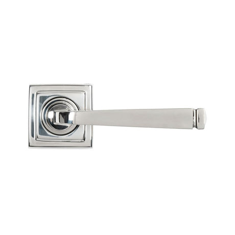 From The Anvil - Polished Marine SS (316) Avon Round Lever on Rose Set (Square) - Unsprung | Sku. 50080 | Trade Door Handles.