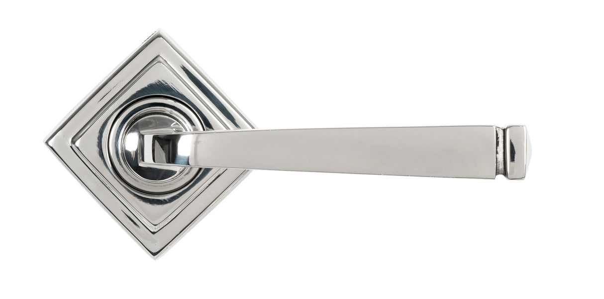 From The Anvil - Polished Marine SS (316) Avon Round Lever on Rose Set (Square) - Unsprung | Sku. 50080 | Trade Door Handles.
