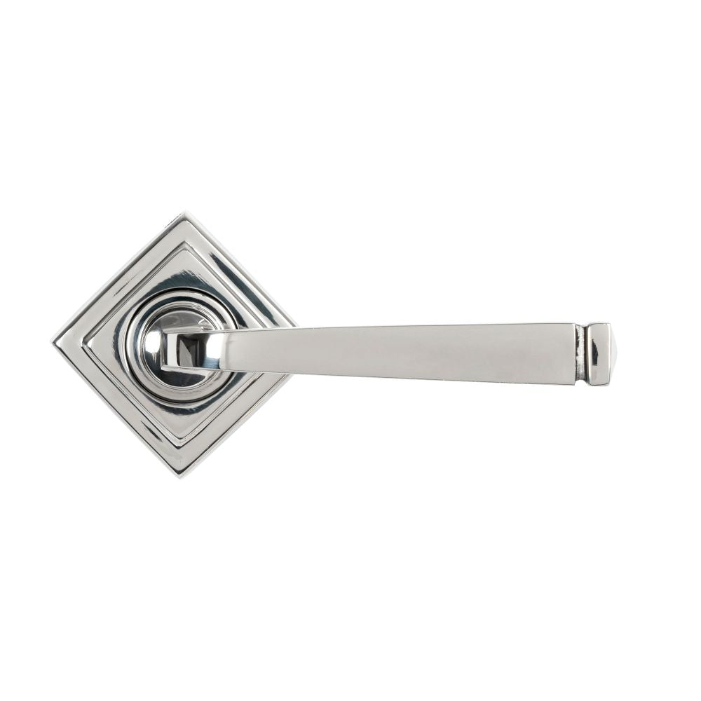 From The Anvil - Polished Marine SS (316) Avon Round Lever on Rose Set (Square) - Unsprung | Sku. 50080 | Trade Door Handles.