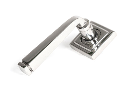 From The Anvil - Polished Marine SS (316) Avon Round Lever on Rose Set (Square) - Unsprung | Sku. 50080 | Trade Door Handles.