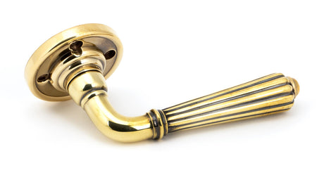 From The Anvil - Aged Brass Hinton Lever on Rose Set - Unsprung | Sku. 50081 | Trade Door Handles.