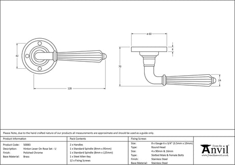 From The Anvil - Polished Chrome Hinton Lever on Rose Set - Unsprung | Sku. 50083 | Trade Door Handles.