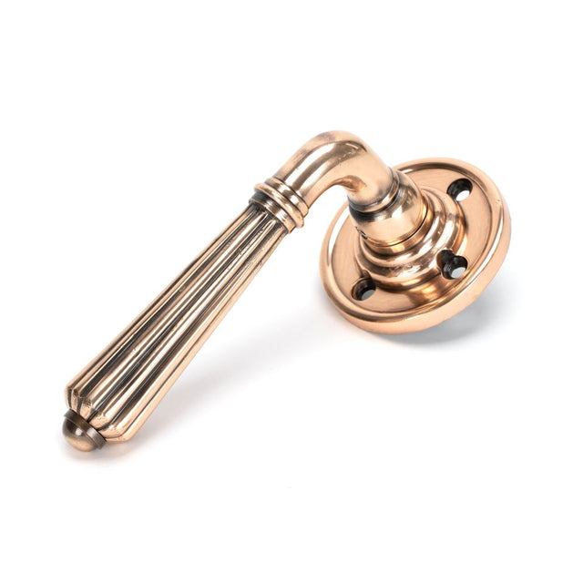 From The Anvil - Polished Bronze Hinton Lever on Rose Set - Unsprung | Sku. 50085 | Trade Door Handles.