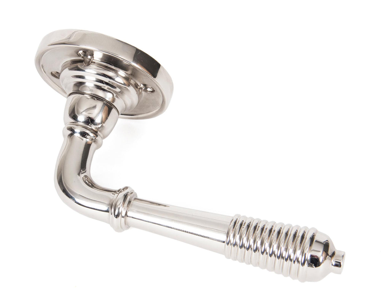 From The Anvil - Polished Nickel Reeded Lever on Rose Set - Unsprung | Sku. 50087 | Trade Door Handles.