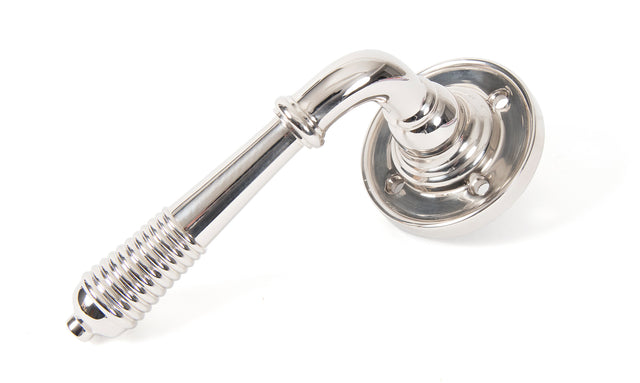 From The Anvil - Polished Nickel Reeded Lever on Rose Set - Unsprung | Sku. 50087 | Trade Door Handles.