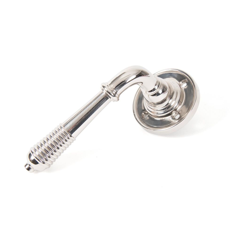 From The Anvil - Polished Nickel Reeded Lever on Rose Set - Unsprung | Sku. 50087 | Trade Door Handles.