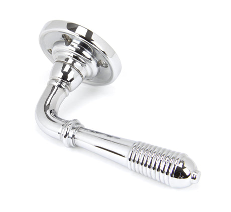 From The Anvil - Polished Chrome Reeded Lever on Rose Set - Unsprung | Sku. 50088 | Trade Door Handles.