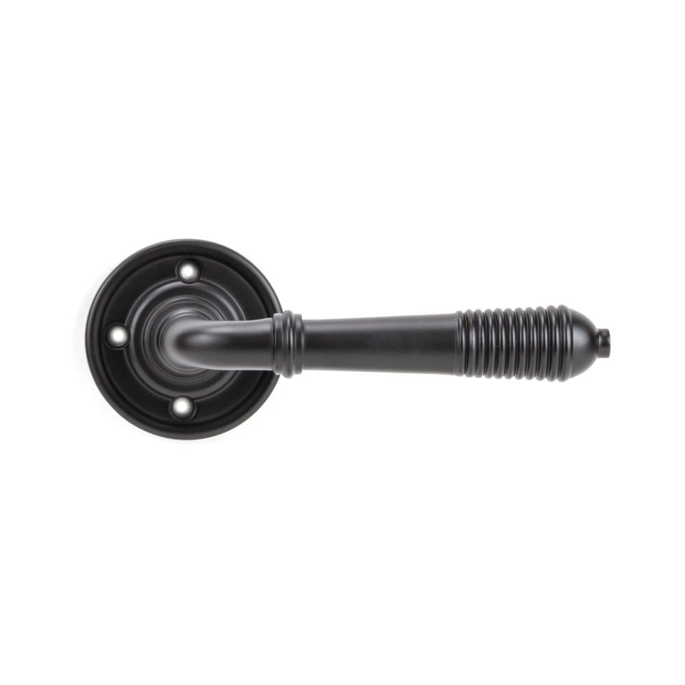 From The Anvil - Aged Bronze Reeded Lever on Rose Set - Unsprung | Sku. 50089 | Trade Door Handles.