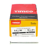 This is an image of Timco - Solo Chipboard & Woodscrews - PZ - Double Countersunk - Zinc 5.0 x 90mm - (100 PCS Box) 50090SOLOZ