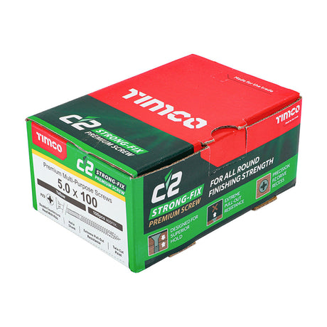 This is an image of Timco - C2 Strong-Fix Screws - PZ - Double Countersunk - Twin-Cut - Yellow 5.0 x 100mm - (100 PCS Box) 50100C2