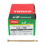 This is an image of Timco - C2 Strong-Fix Screws - PZ - Double Countersunk - Twin-Cut - Yellow 5.0 x 100mm - (100 PCS Box) 50100C2