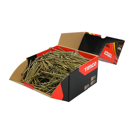 This is an image of Timco - Velocity Premium Multi-Use Screws - PZ - Double Countersunk - Yellow 5.0 x 100mm - (1000 PCS Box) 50100VYIND