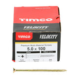 This is an image of Timco - Velocity Premium Multi-Use Screws - PZ - Double Countersunk - Yellow 5.0 x 100mm - (100 PCS Box) 50100VY