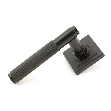 From The Anvil - Aged Bronze Brompton Lever on Rose Set (Square) - Unsprung | Sku. 50102 | Trade Door Handles.
