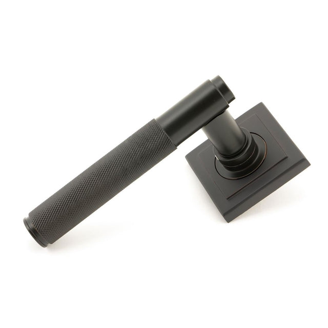 From The Anvil - Aged Bronze Brompton Lever on Rose Set (Square) - Unsprung | Sku. 50102 | Trade Door Handles.