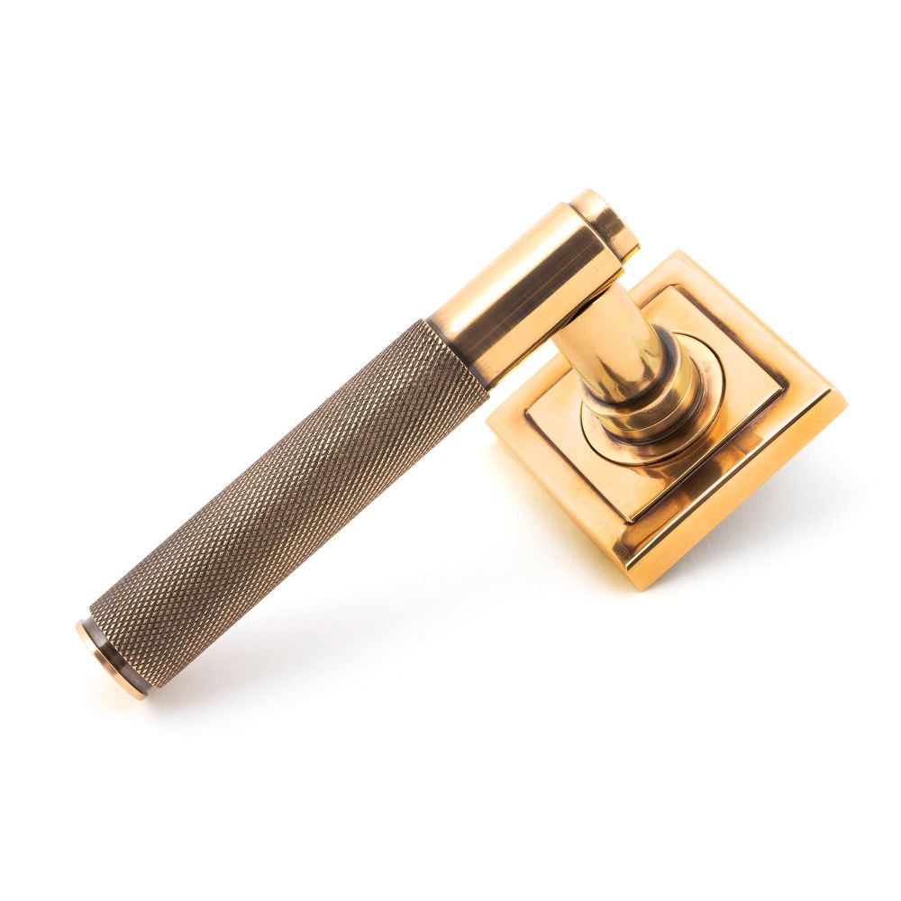 From The Anvil - Polished Bronze Brompton Lever on Rose Set (Square) - Unsprung | Sku. 50106 | Trade Door Handles.