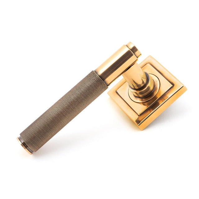 From The Anvil - Polished Bronze Brompton Lever on Rose Set (Square) - Unsprung | Sku. 50106 | Trade Door Handles.