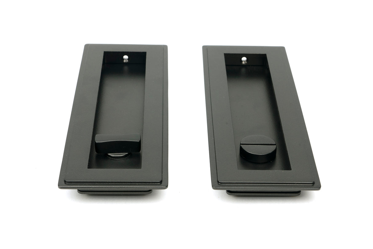 From The Anvil - Aged Bronze 175mm Art Deco Rectangular Pull - Privacy Set | Sku. 50120 | Trade Door Handles.