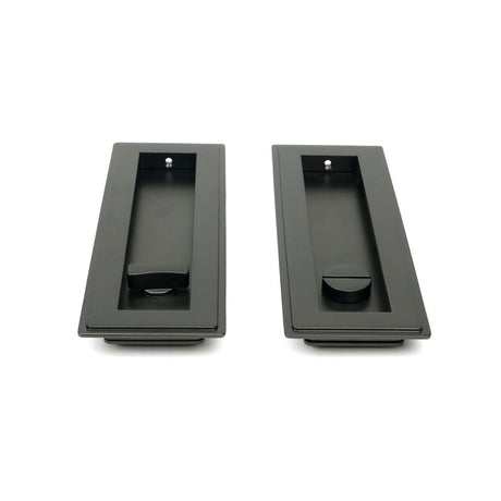From The Anvil - Aged Bronze 175mm Art Deco Rectangular Pull - Privacy Set | Sku. 50120 | Trade Door Handles.
