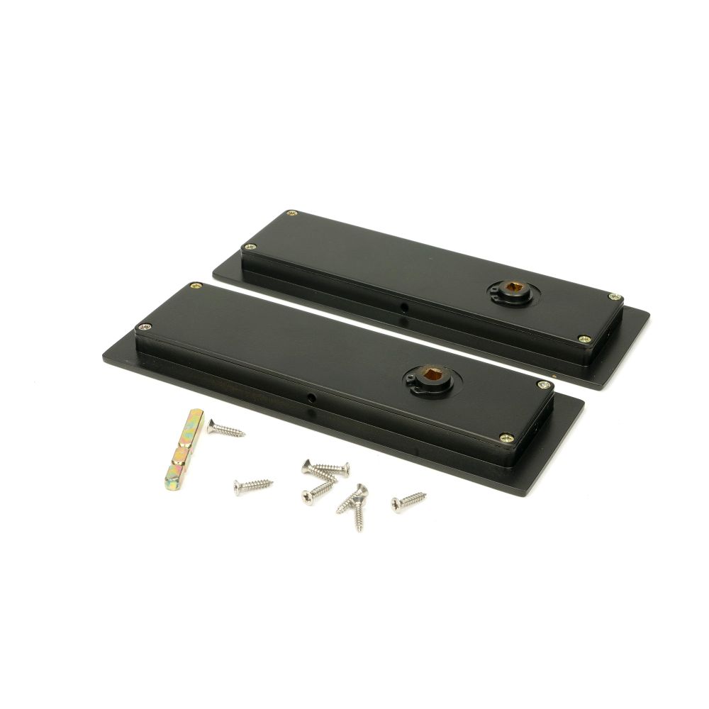 From The Anvil - Aged Bronze 175mm Art Deco Rectangular Pull - Privacy Set | Sku. 50120 | Trade Door Handles.