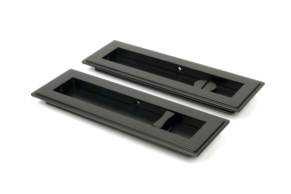 From The Anvil - Aged Bronze 175mm Art Deco Rectangular Pull - Privacy Set | Sku. 50120 | Trade Door Handles.