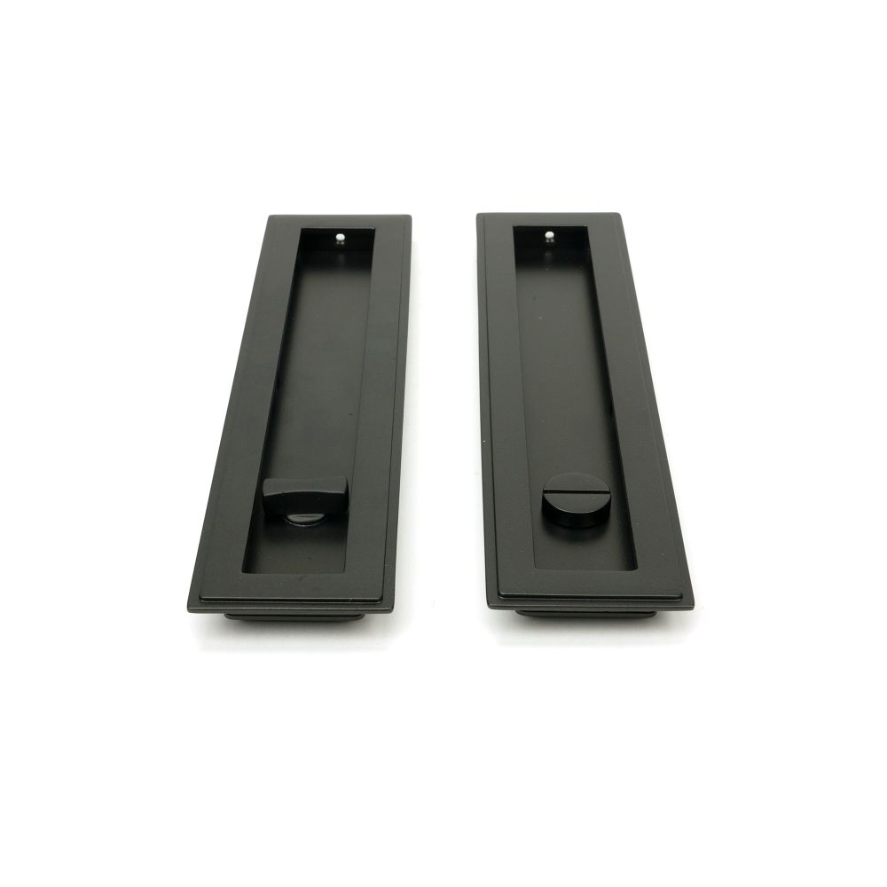 From The Anvil - Aged Bronze 250mm Art Deco Rectangular Pull - Privacy Set | Sku. 50121 | Trade Door Handles.