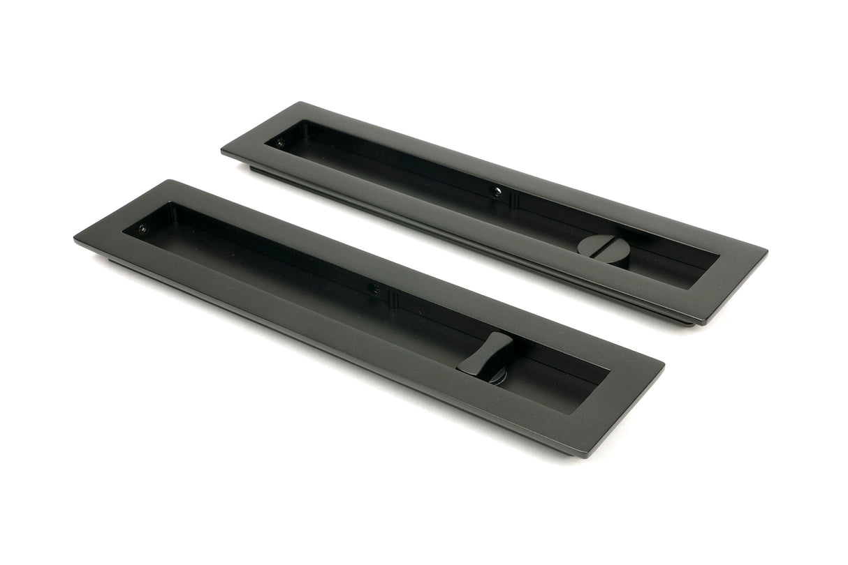 From The Anvil - Aged Bronze 250mm Plain Rectangular Pull - Privacy Set | Sku. 50123 | Trade Door Handles.