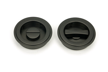 From The Anvil - Aged Bronze 60mm Art Deco Round Pull - Privacy Set | Sku. 50128 | Trade Door Handles.