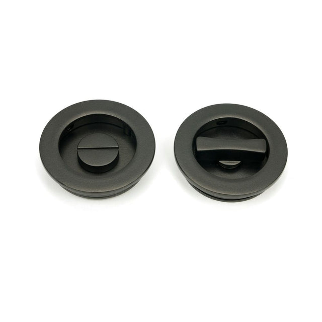 From The Anvil - Aged Bronze 60mm Plain Round Pull - Privacy Set | Sku. 50130 | Trade Door Handles.