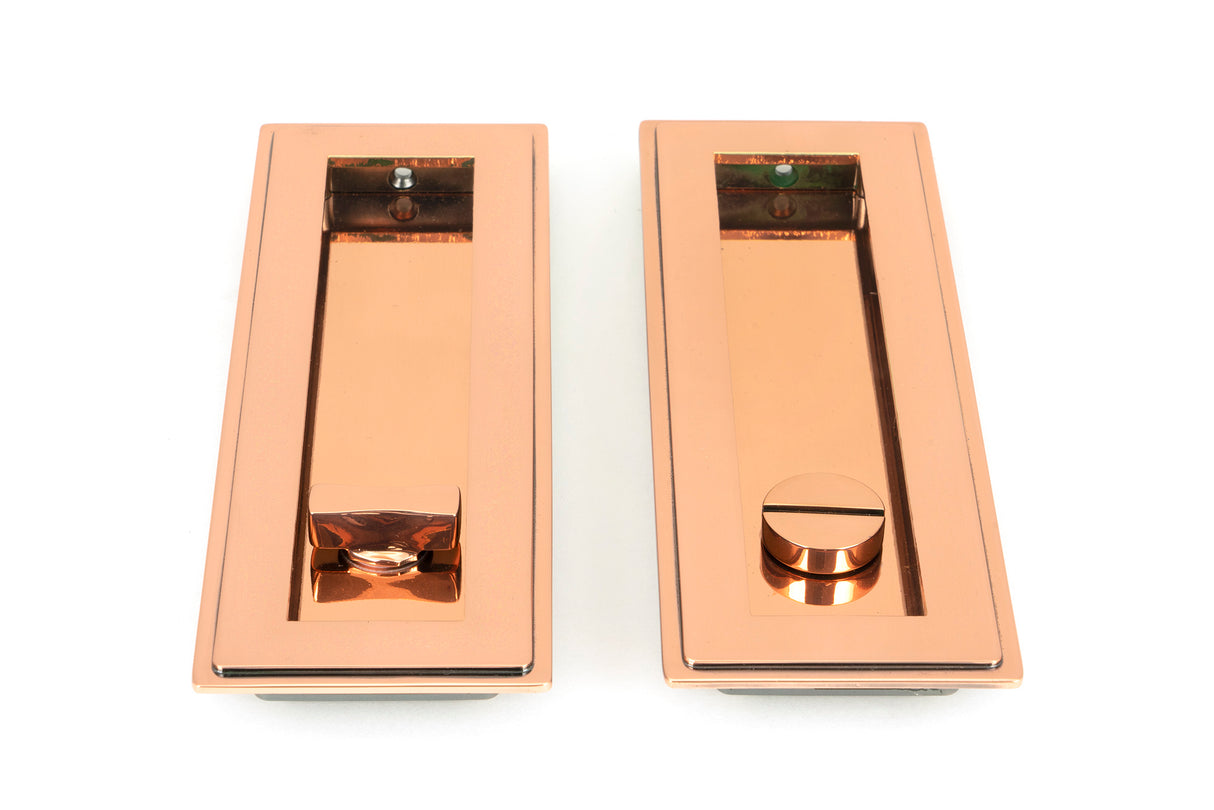 From The Anvil - Polished Bronze 175mm Art Deco Rectangular Pull -Privacy Set | Sku. 50138 | Trade Door Handles.