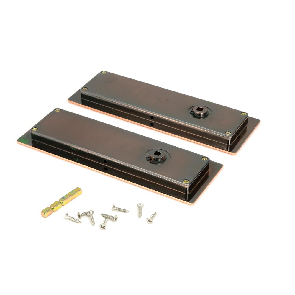 From The Anvil - Polished Bronze 175mm Art Deco Rectangular Pull -Privacy Set | Sku. 50138 | Trade Door Handles.